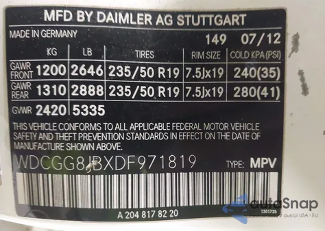 2013 Mercedes-Benz Glk 350 4Matic из США, поврежденный, VIN WDCGG8JBXDF971819